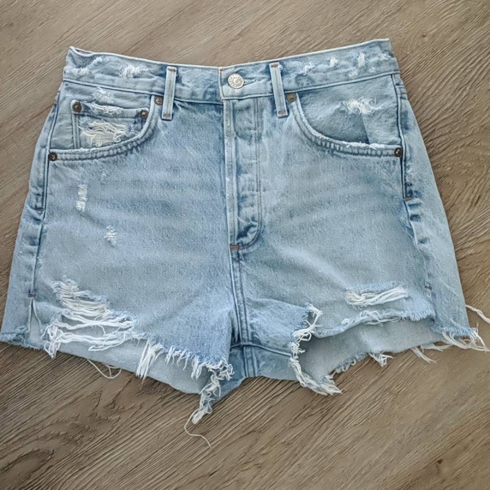 Agolde Jaden High Rise Distressed Shorts in Broken